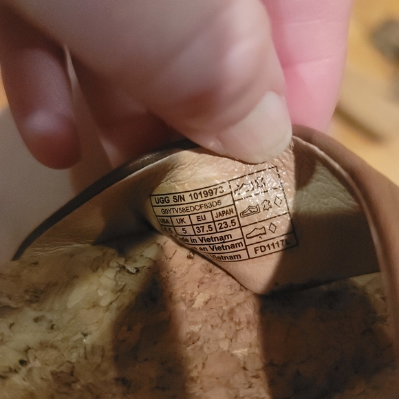 Ugg Zoe II Cork Wedge Leather Chestnut Sandals size 6.5 - Picture 8 of 11